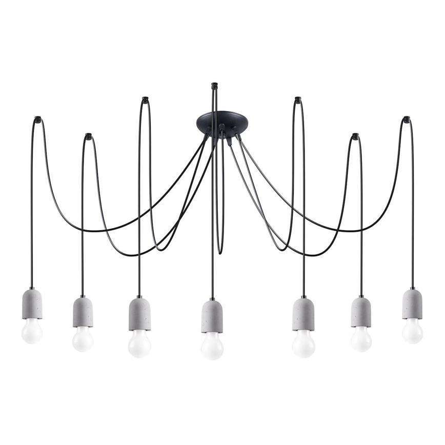 Lustra ar auklu NESO 7xE27/15W/230V zirneklis betons