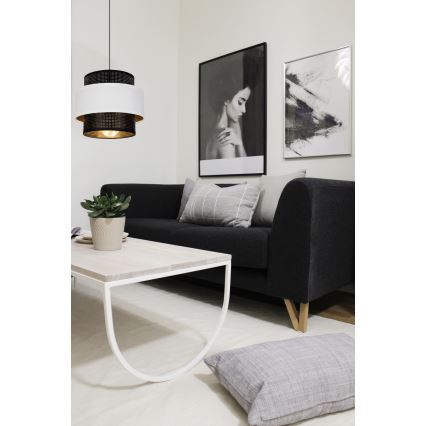 Lustra ar  auklu NESS 1xE27/60W/230V melna/balta