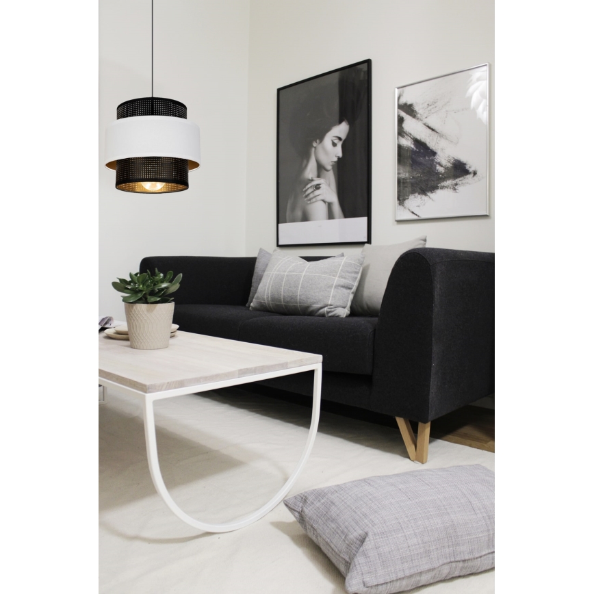 Lustra ar  auklu NESS 1xE27/60W/230V melna/balta