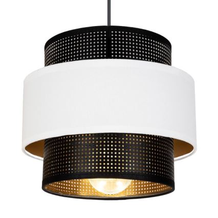 Lustra ar  auklu NESS 1xE27/60W/230V melna/balta