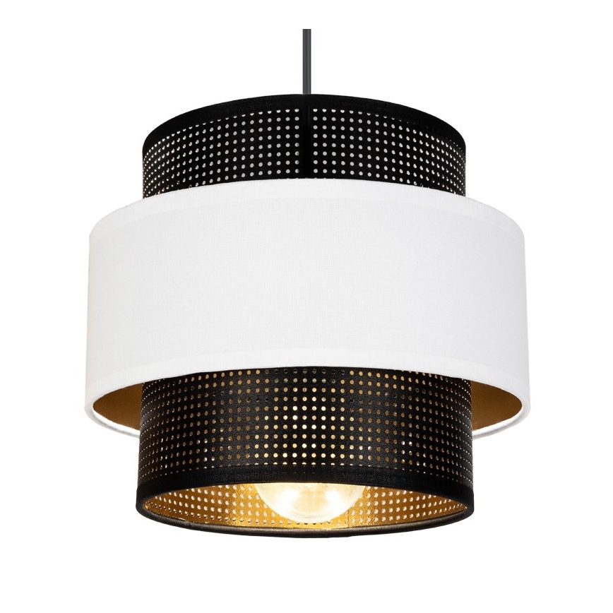 Lustra ar  auklu NESS 1xE27/60W/230V melna/balta