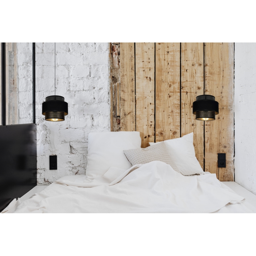 Lustra ar auklu NESS 1xE27/60W/230V melna