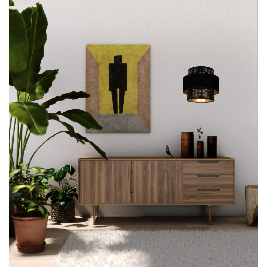 Lustra ar auklu NESS 1xE27/60W/230V melna