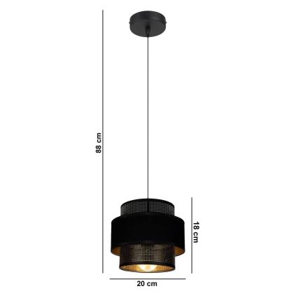 Lustra ar auklu NESS 1xE27/60W/230V melna