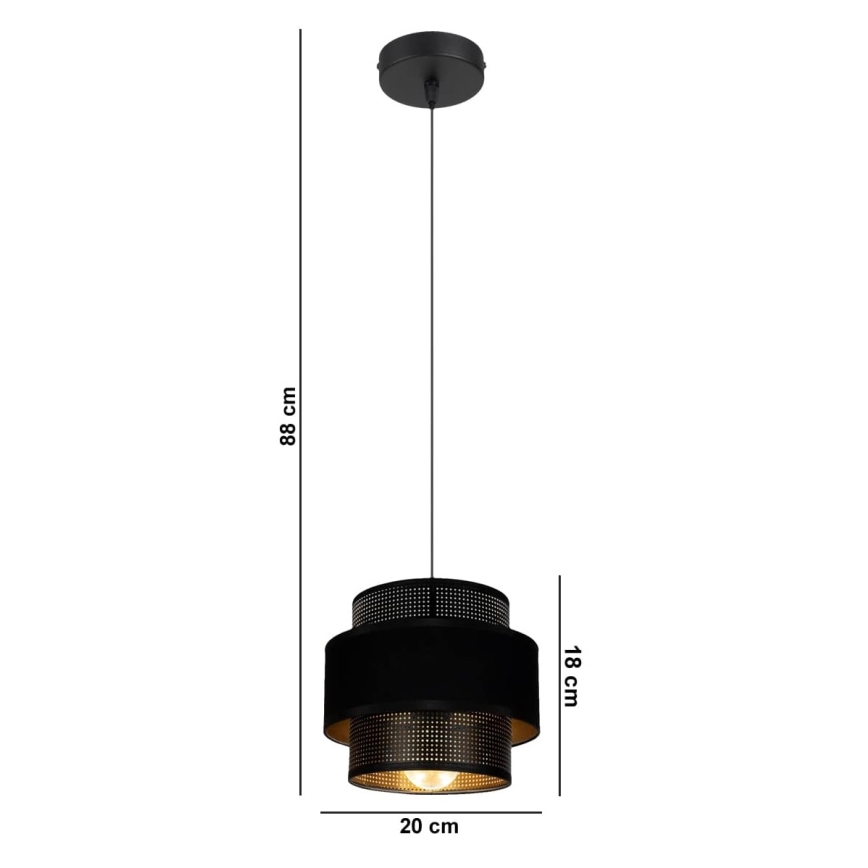 Lustra ar auklu NESS 1xE27/60W/230V melna