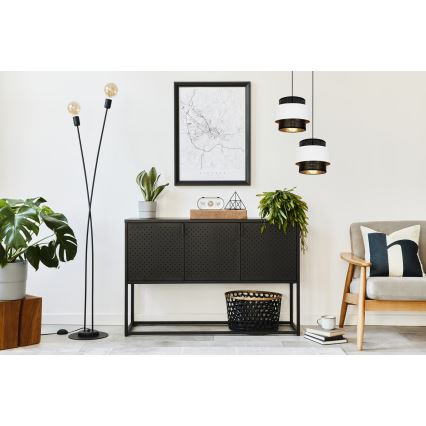 Lustra ar  auklu NESS 2xE27/60W/230V d. 30 cm melna/balta