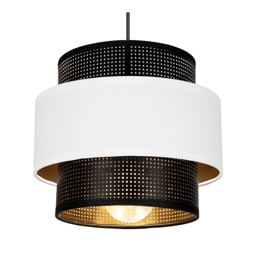 Lustra ar  auklu NESS 2xE27/60W/230V d. 30 cm melna/balta