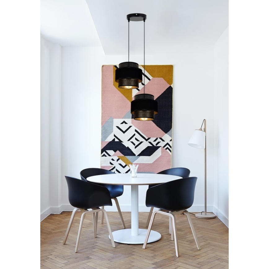 Lustra ar auklu NESS 2xE27/60W/230V d. 30 cm melna