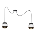 Lustra ar auklu NESS 2xE27/60W/230V zirneklis melna/balta