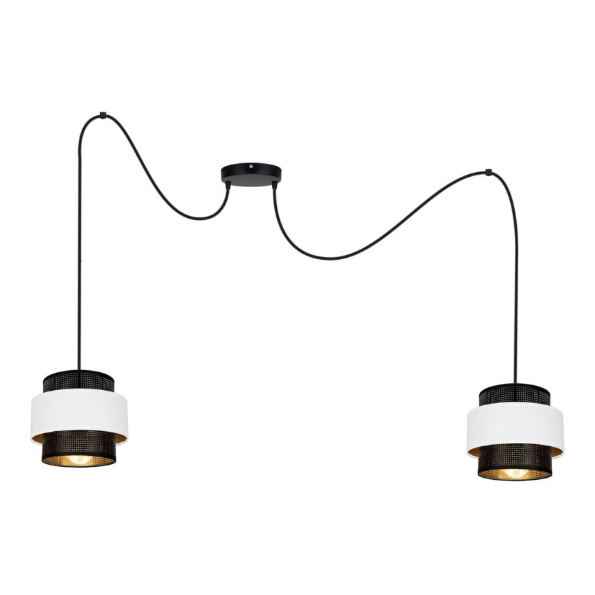 Lustra ar auklu NESS 2xE27/60W/230V zirneklis melna/balta
