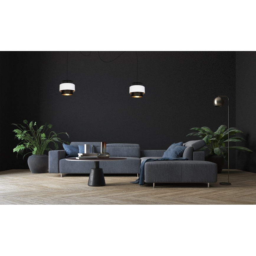 Lustra ar auklu NESS 2xE27/60W/230V zirneklis melna/balta