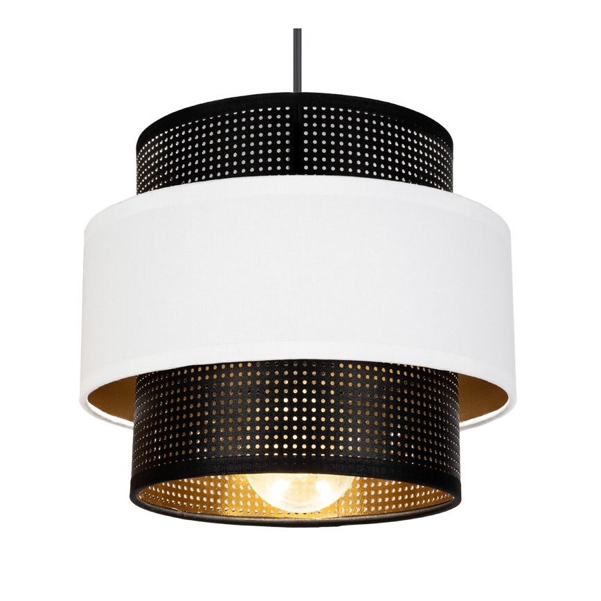 Lustra ar auklu NESS 2xE27/60W/230V zirneklis melna/balta