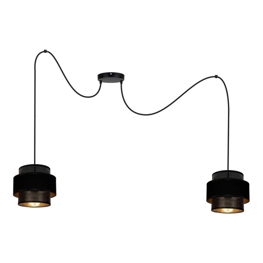 Lustra ar auklu NESS 2xE27/60W/230V zirneklis melna