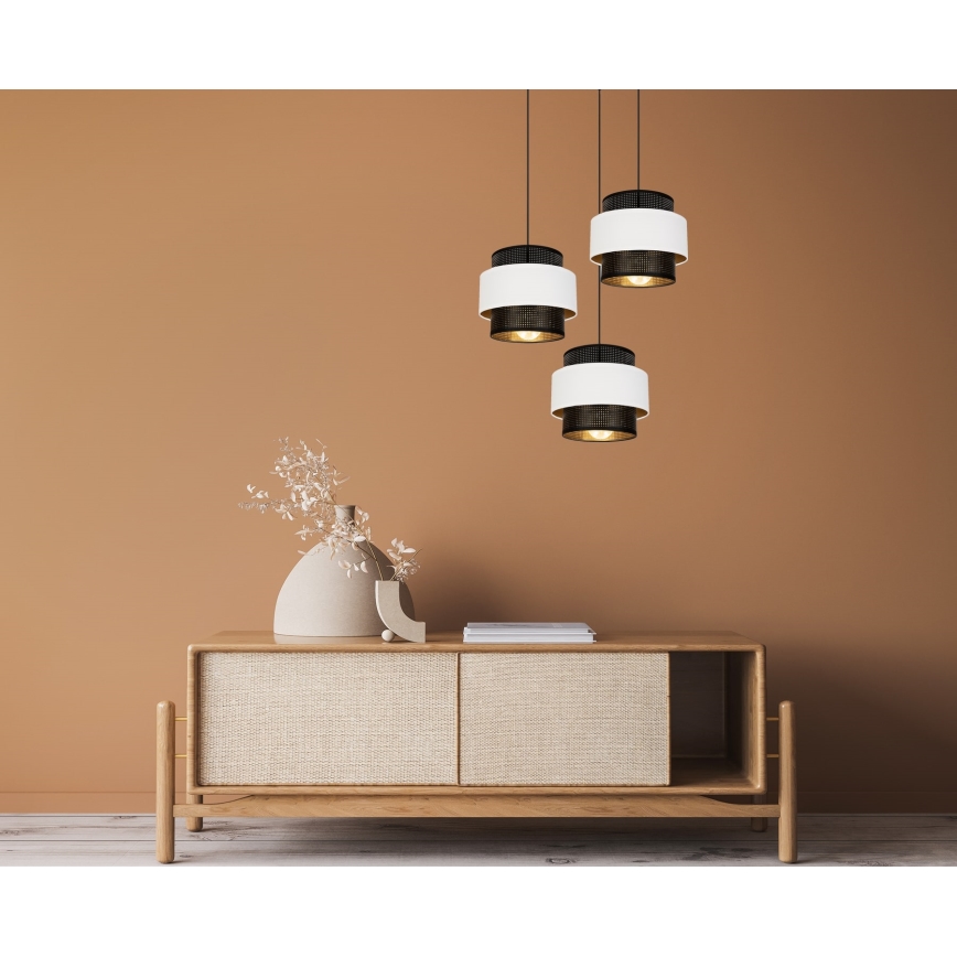 Lustra ar auklu NESS 3xE27/60W/230V d. 45 cm melna/balta