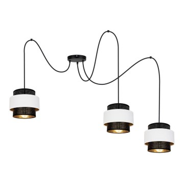Lustra ar auklu NESS 3xE27/60W/230V zirneklis melna/balta