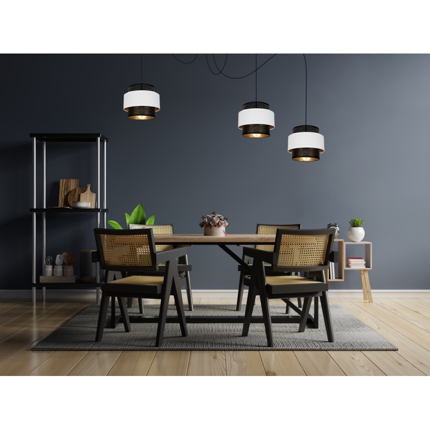 Lustra ar auklu NESS 3xE27/60W/230V zirneklis melna/balta