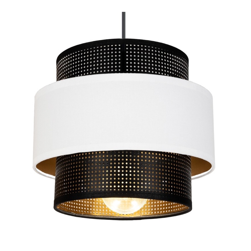 Lustra ar auklu NESS 3xE27/60W/230V zirneklis melna/balta