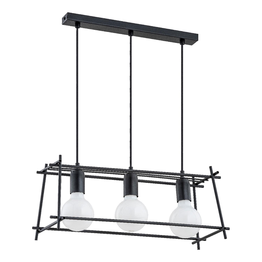 Lustra ar auklu NETI 3xE27/15W/230V melna
