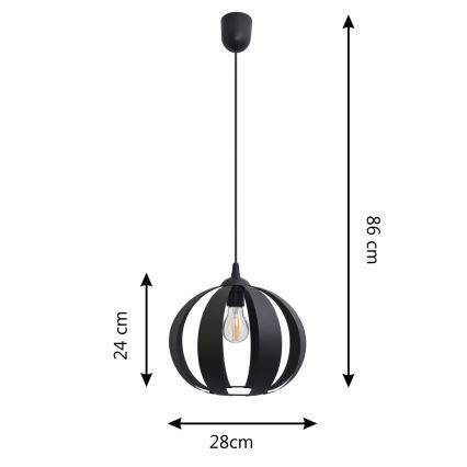 Lustra ar auklu NEWTON 1xE27/15W/230V melna