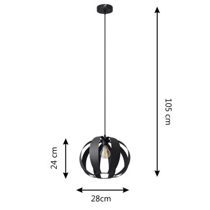 Lustra ar auklu NEWTON 1xE27/15W/230V melna