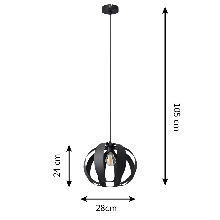 Lustra ar auklu NEWTON 1xE27/15W/230V melna
