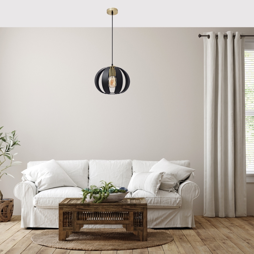 Lustra ar auklu NEWTON 1xE27/15W/230V melna/zelta