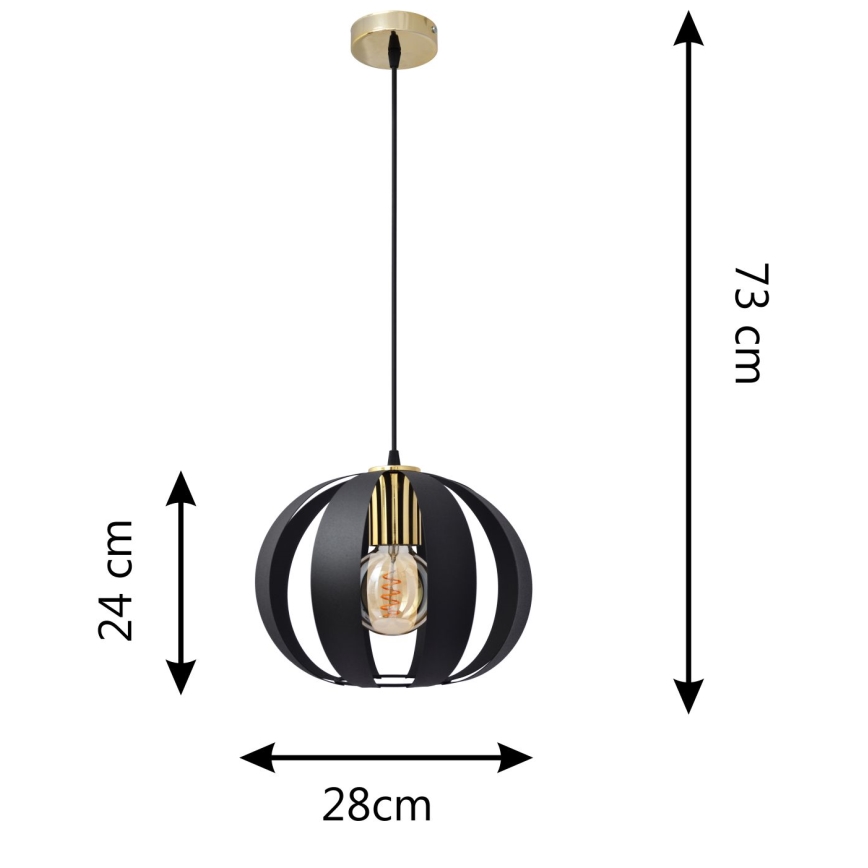 Lustra ar auklu NEWTON 1xE27/15W/230V melna/zelta