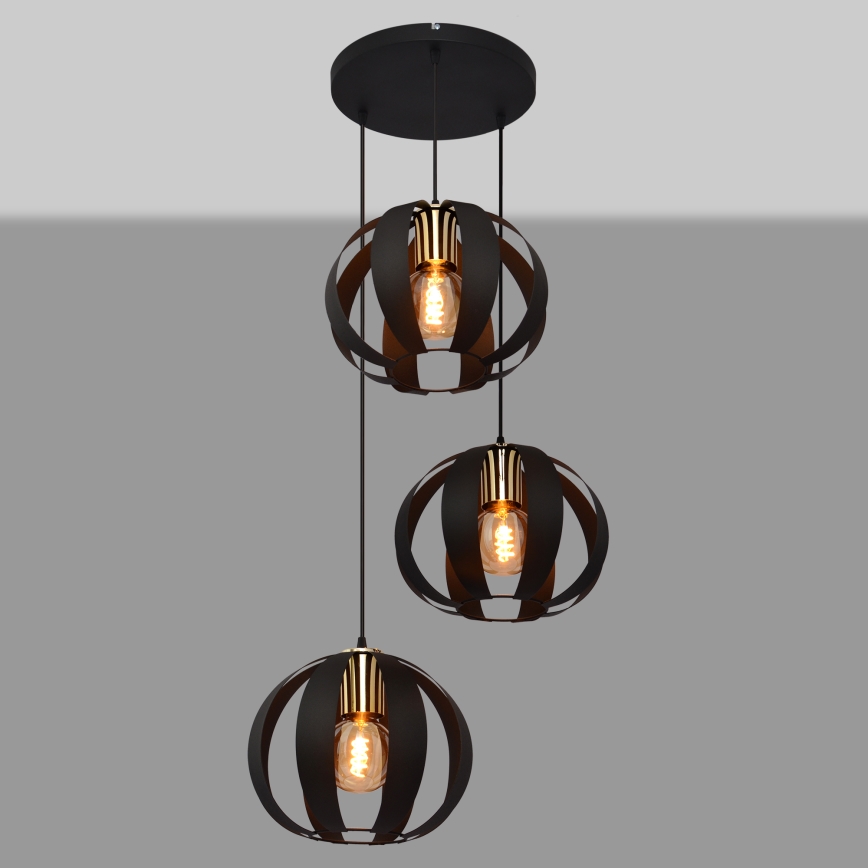 Lustra ar auklu NEWTON 3xE27/15W/230V melna