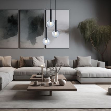 Lustra ar auklu NIKO 3xG9/9W/230V melna