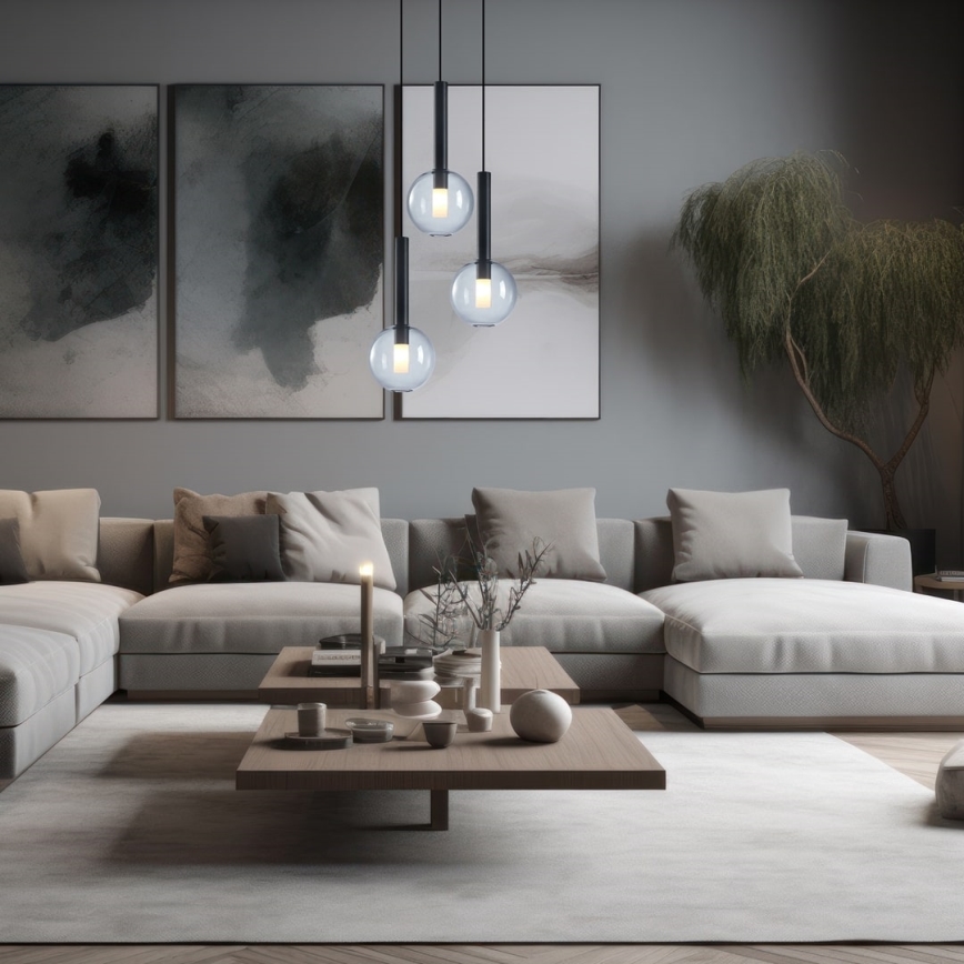 Lustra ar auklu NIKO 3xG9/9W/230V melna