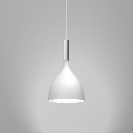 Lustra ar auklu NOAK 1xE27/15W/230V balta/spīdīgi hromēts