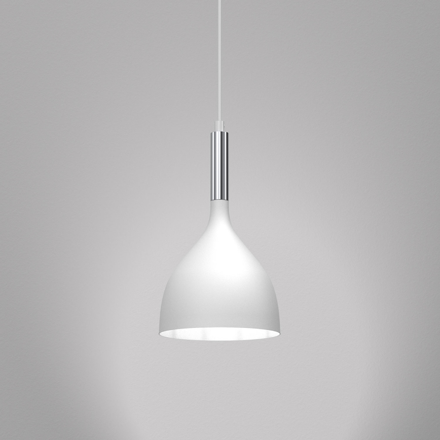 Lustra ar auklu NOAK 1xE27/15W/230V balta/spīdīgi hromēts
