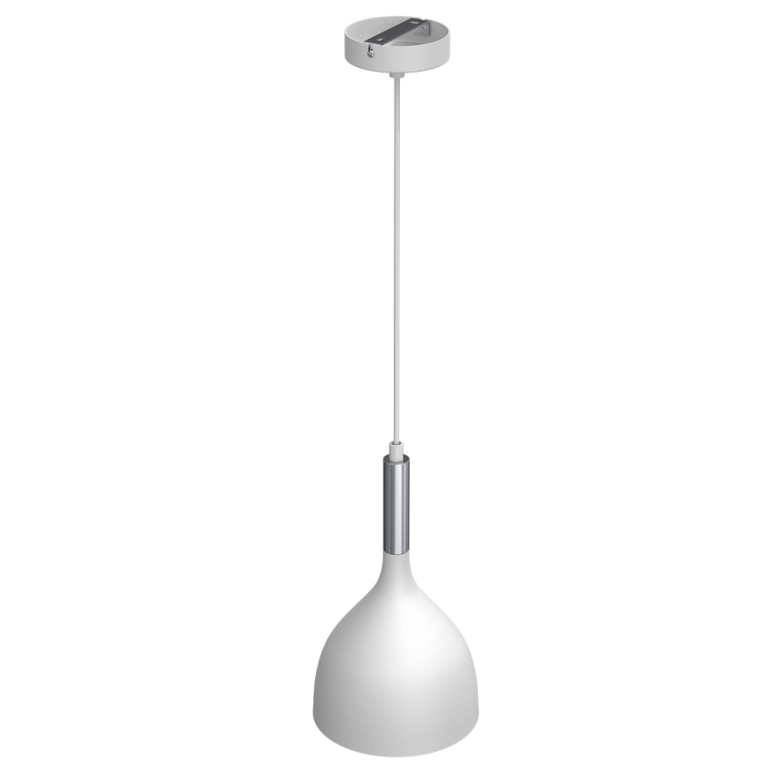 Lustra ar auklu NOAK 1xE27/15W/230V balta/spīdīgi hromēts