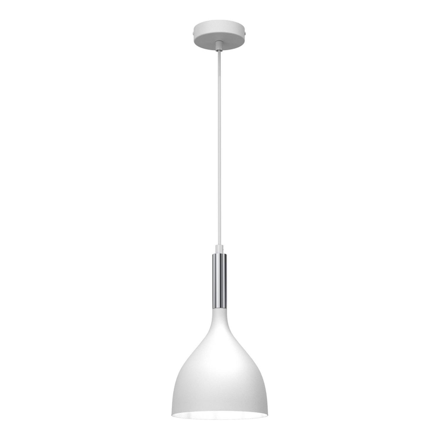 Lustra ar auklu NOAK 1xE27/15W/230V balta/spīdīgi hromēts