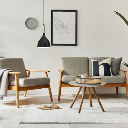 Lustra ar auklu NOAK 1xE27/15W/230V melna/spīdīgi hromēts