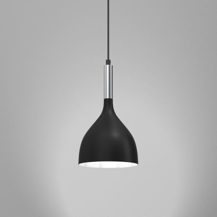 Lustra ar auklu NOAK 1xE27/15W/230V melna/spīdīgi hromēts