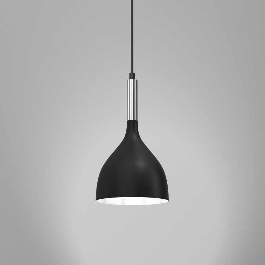 Lustra ar auklu NOAK 1xE27/15W/230V melna/spīdīgi hromēts