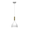 Lustra ar auklu NOAK 1xE27/60W/230V balta/zeltains