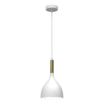 Lustra ar auklu NOAK 1xE27/60W/230V balta/zeltains