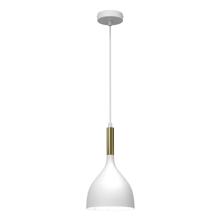 Lustra ar auklu NOAK 1xE27/60W/230V balta/zeltains