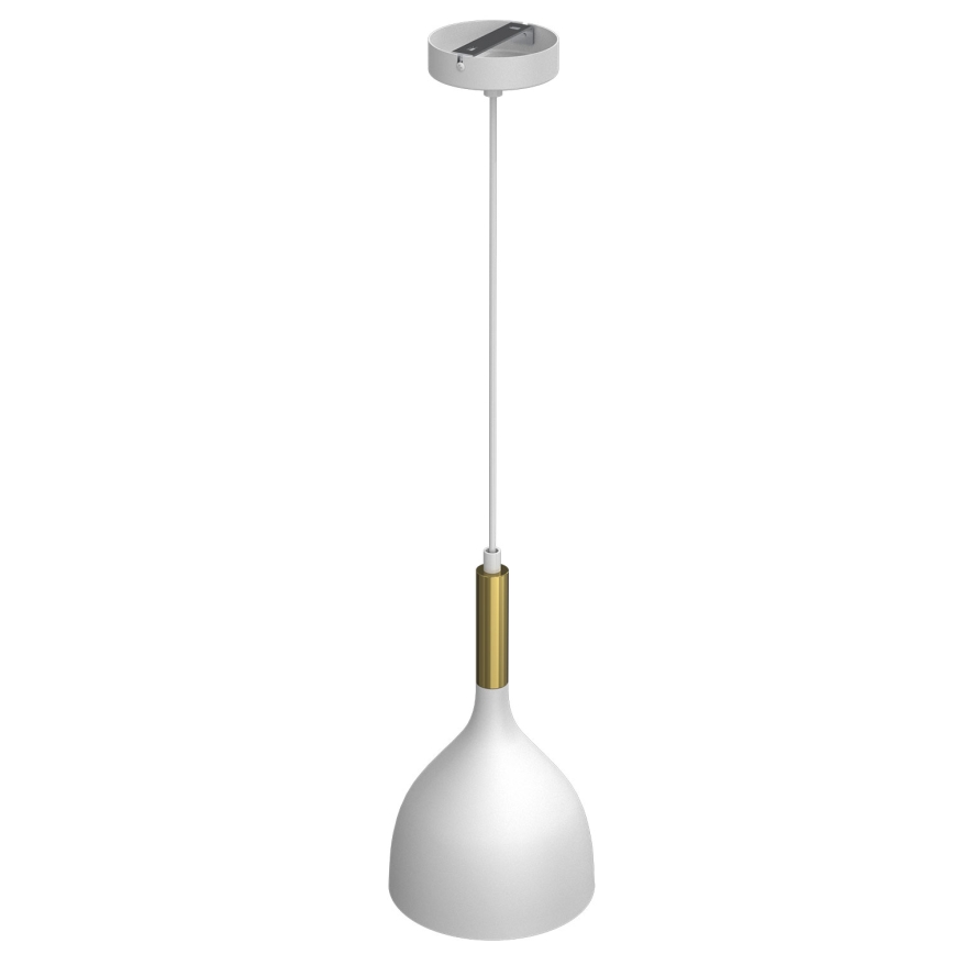 Lustra ar auklu NOAK 1xE27/60W/230V balta/zeltains
