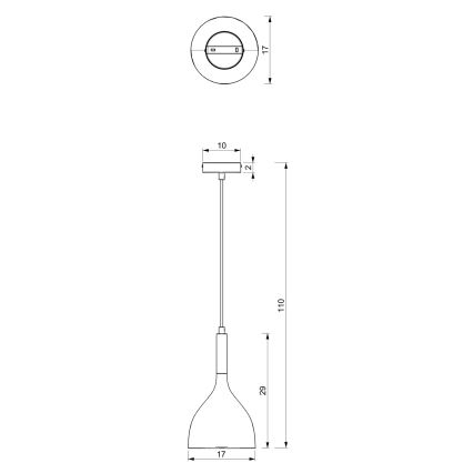 Lustra ar auklu NOAK 1xE27/60W/230V balta/zeltains