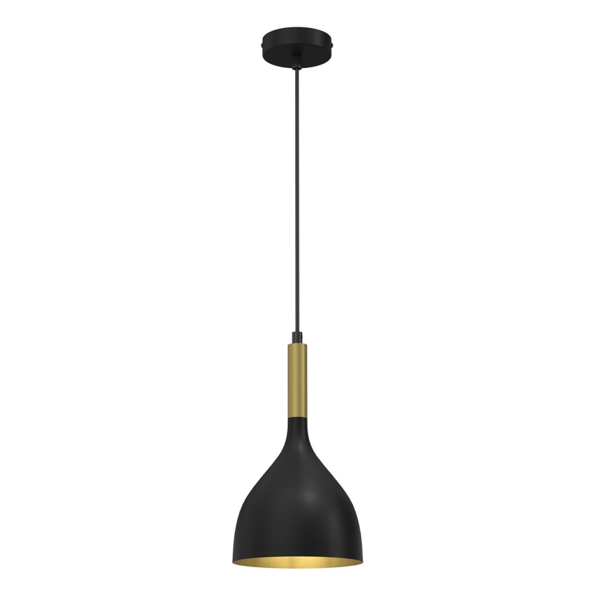 Lustra ar auklu NOAK 1xE27/60W/230V melna/zeltains