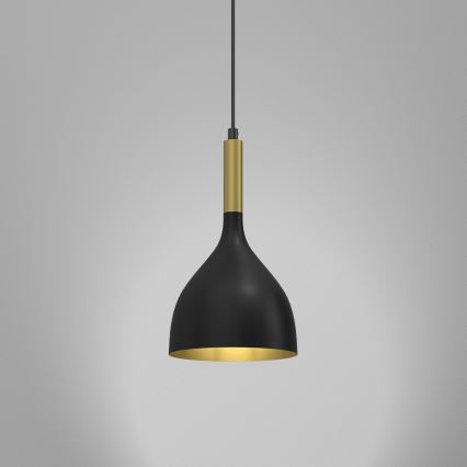 Lustra ar auklu NOAK 1xE27/60W/230V melna/zeltains