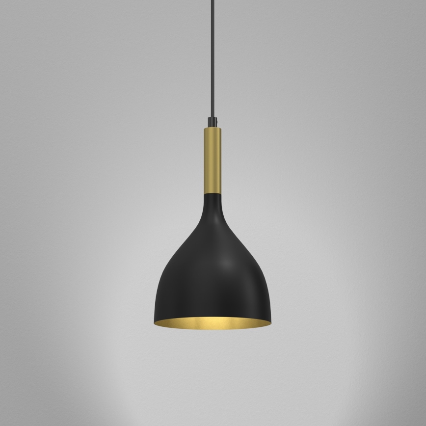 Lustra ar auklu NOAK 1xE27/60W/230V melna/zeltains