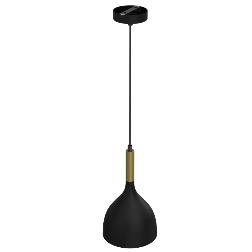 Lustra ar auklu NOAK 1xE27/60W/230V melna/zeltains