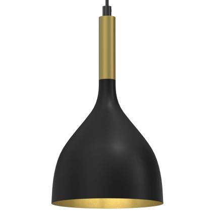 Lustra ar auklu NOAK 1xE27/60W/230V melna/zeltains