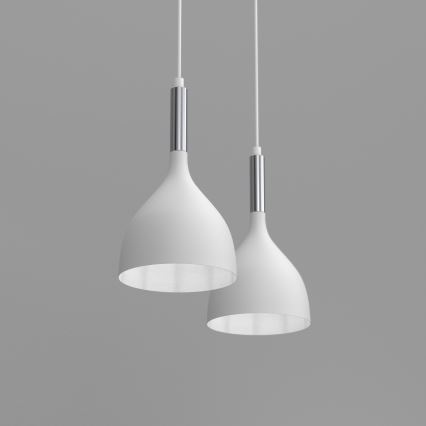Lustra ar auklu NOAK 2xE27/15W/230V balta/spīdīgi hromēts