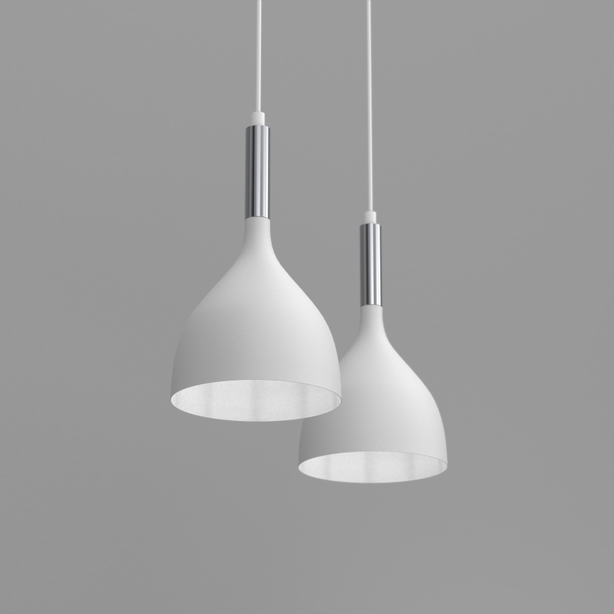 Lustra ar auklu NOAK 2xE27/15W/230V balta/spīdīgi hromēts