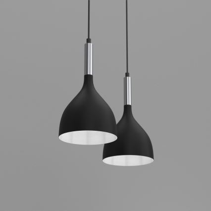 Lustra ar auklu NOAK 2xE27/15W/230V melna/spīdīgi hromēts